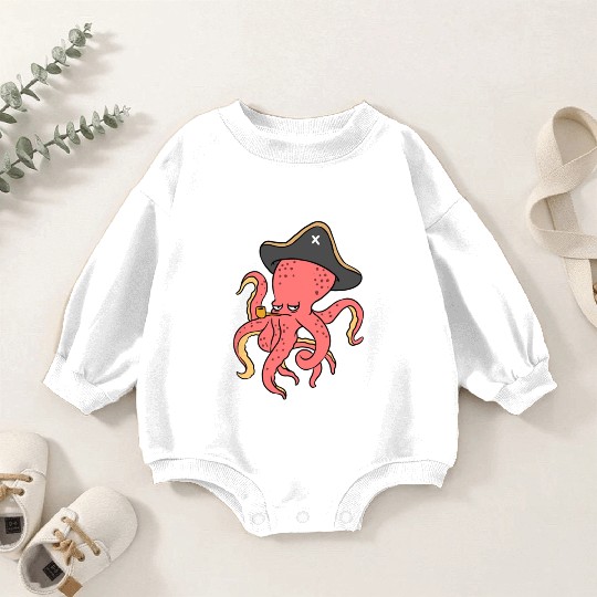 Pirate Octopus For Octopus Lover Baby Romper Sweatshirts
