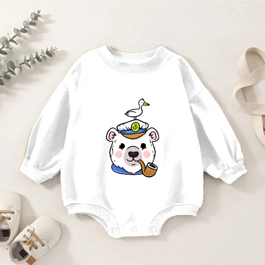 Polar Bear Sailor Captain For Sailing Lover Baby Romper Sweatshirts