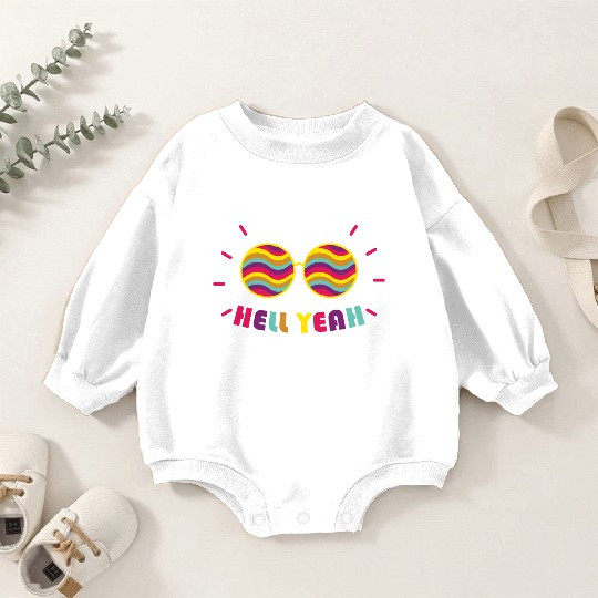 Pride Month - Hell Yeah - Rainbow Glasses Baby Romper Sweatshirts