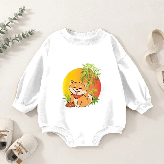 Shiba Inu Japanese Dog Breed Bamboo Plant Hunting Baby Romper Sweatshirts