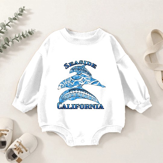 Seaside California Vacation Tribal Dolphins Baby Romper Sweatshirts