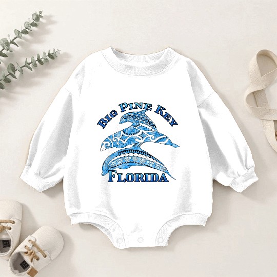 Big Pine Key Florida Vacation Tribal Dolphins Baby Romper Sweatshirts