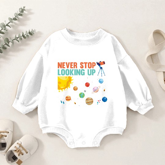 Telescope Solar System Planets Astronomer Baby Romper Sweatshirts