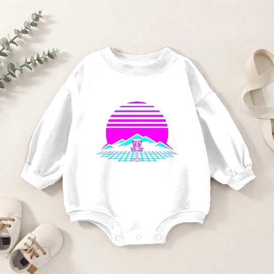 Disc Golf Retro Vintage 80s Style Baby Romper Sweatshirts