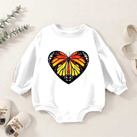 Monarch Butterfly Heart Mom Butterfly Lover Mom Baby Romper Sweatshirts
