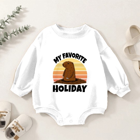 My Favourite Holiday Groundhog Baby Romper Sweatshirts