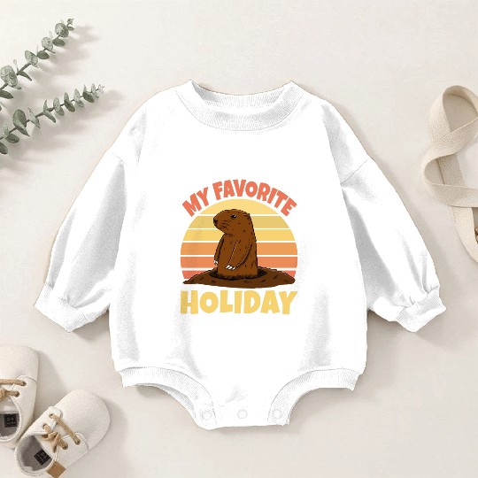 My Favourite Holiday Groundhog Baby Romper Sweatshirts