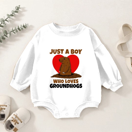 Just A Boy Who Loves Groundhog Baby Romper Sweatshirts