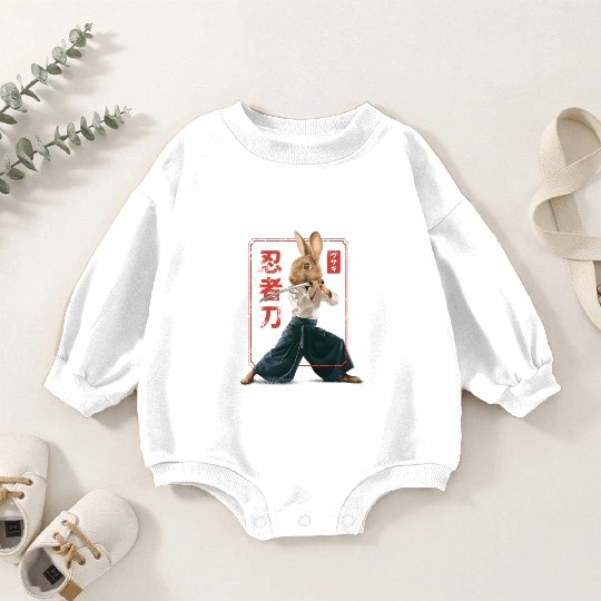 Rabbit with katana Rabbit with katana gift inspira Baby Romper Sweatshirts
