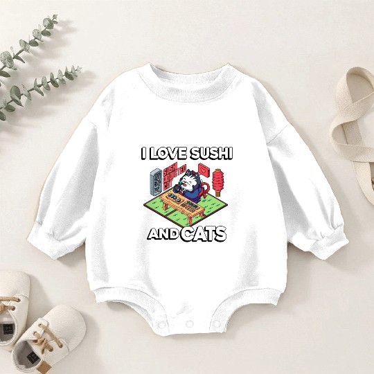 I Love Sushi And Cats, Sushi Lover, Japan, Baby Romper Sweatshirts