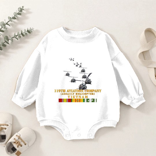Army 119th Aviation Company Assault Helicopter w V Baby Romper Sweatshirts