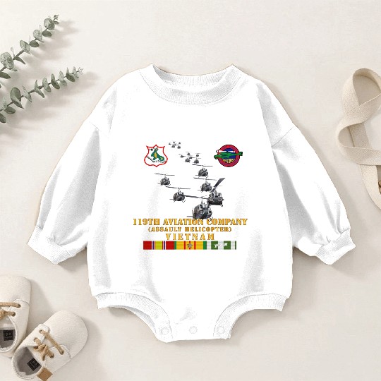 Army 119th Aviation Company Assault Helicopter w S Baby Romper Sweatshirts