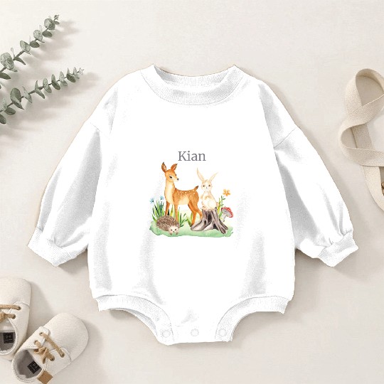 Waldtier Waldtier Reh Hase Hedgehog Flowers Name Baby Romper Sweatshirts