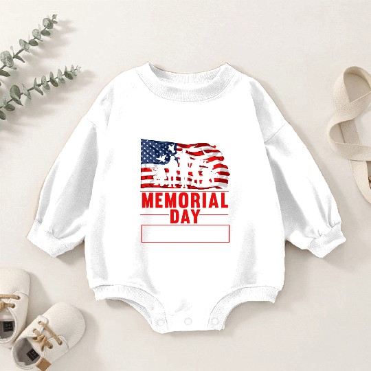 Memorial Day American Flag Soldiers Patriotic US Baby Romper Sweatshirts