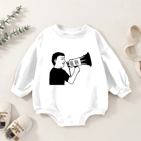 man angry demonstration megaphone Baby Romper Sweatshirts