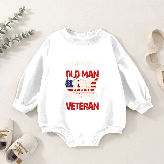 US Veteran Never Underestimate an Old Man Baby Romper Sweatshirts
