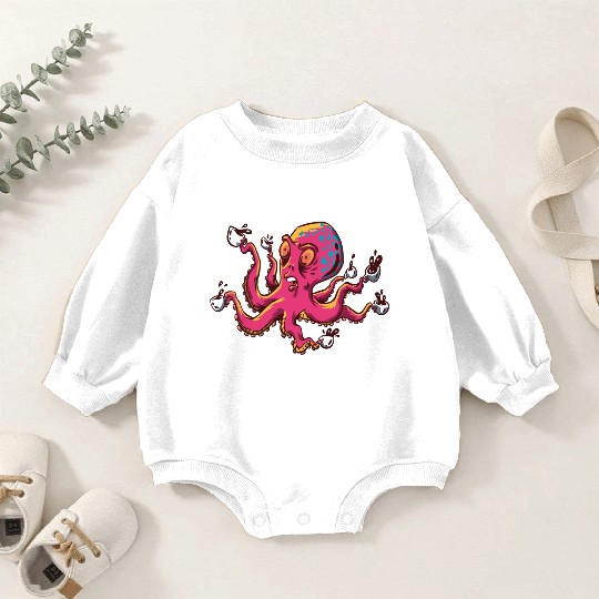 Octopus Drinking Coffee Baby Romper Sweatshirts