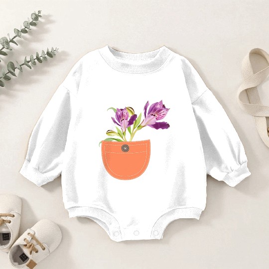 Stylish Pocket Flower Gardening Baby Romper Sweatshirts