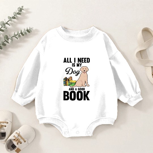 Humorous Dog And A Good Book Dog Relaxing Reading Baby Romper Sweatshirts