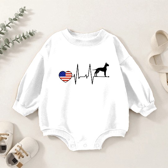 Great Dane Dad American USA Flag Heartbeat Black Baby Romper Sweatshirts