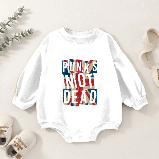 Punks Not Dead Vintage UK London Flag Punk Is Not Baby Romper Sweatshirts
