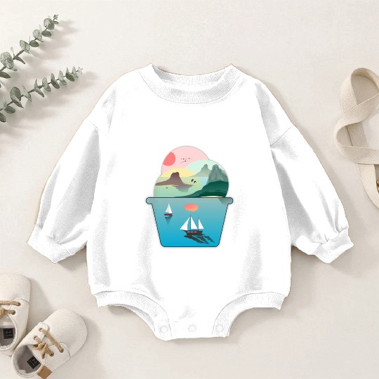 Summer Ice Cream Ocean Wanderlust Sailing Sunset Baby Romper Sweatshirts