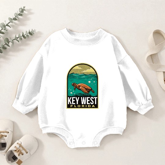Key West Vintage Sea Turtle Baby Romper Sweatshirts