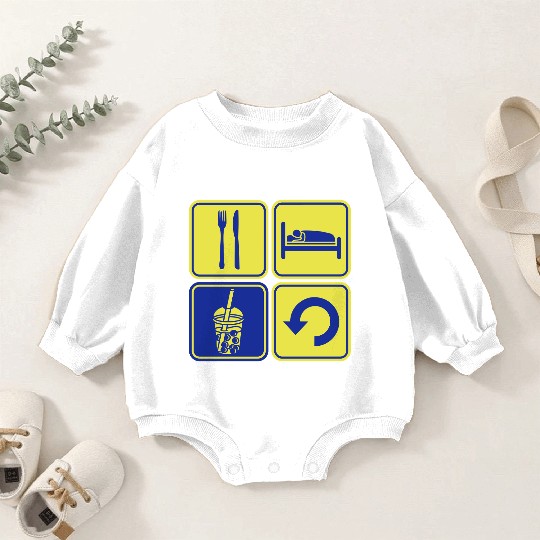 Repeat Boba Tea daily Baby Romper Sweatshirts