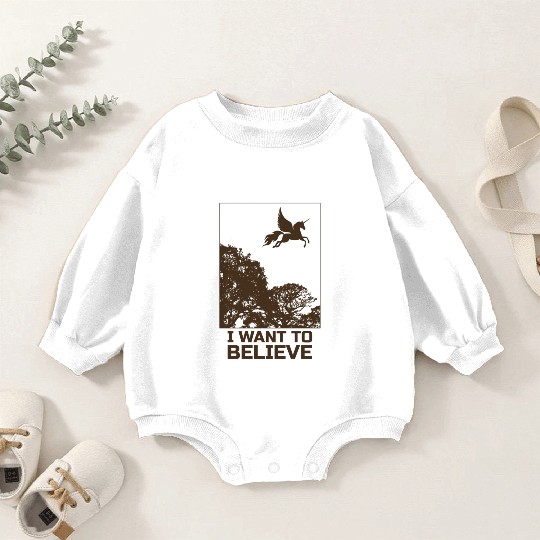 Unicorn "I Want To Believe" UAP Outfit Alien Ufo Baby Romper Sweatshirts