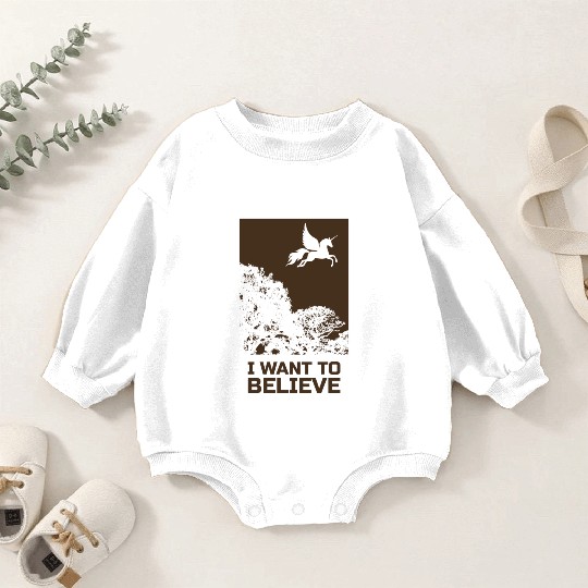 Unicorn "I Want To Believe" UAP Outfit Alien Ufo Baby Romper Sweatshirts