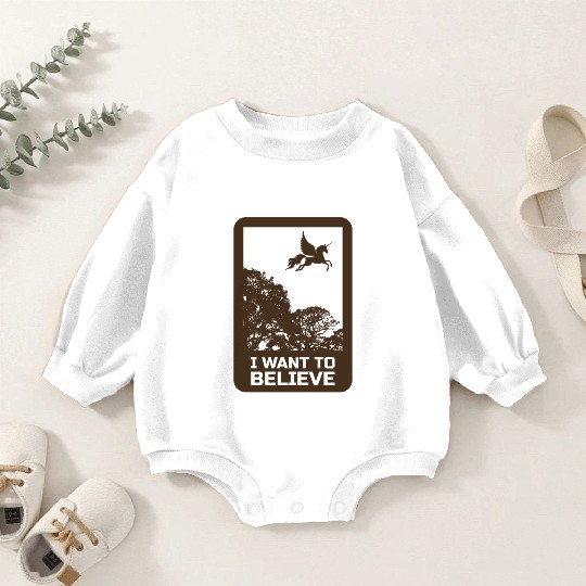 Unicorn "I Want To Believe" UAP Outfit Alien Ufo Baby Romper Sweatshirts