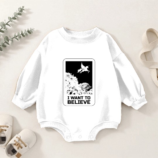 Unicorn "I Want To Believe" UAP Outfit Alien Ufo Baby Romper Sweatshirts