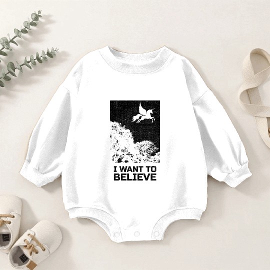 Unicorn "I Want To Believe" UAP Outfit Alien Ufo Baby Romper Sweatshirts