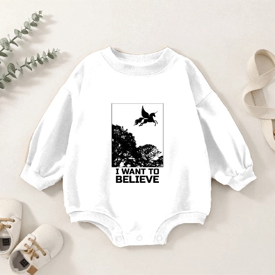Unicorn "I Want To Believe" UAP Outfit Alien Ufo Baby Romper Sweatshirts