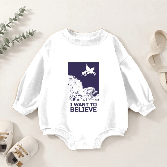 Unicorn "I Want To Believe" UAP Outfit Alien Ufo Baby Romper Sweatshirts