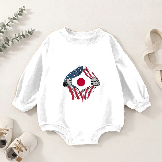 USA Japan friendship flags design Baby Romper Sweatshirts