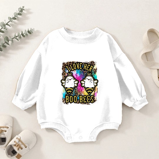 Halloween I love her Boo Bees Tie Dye Baby Romper Sweatshirts