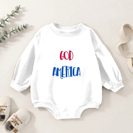 God Bless America Patriotic American 4th of Julygo Baby Romper Sweatshirts