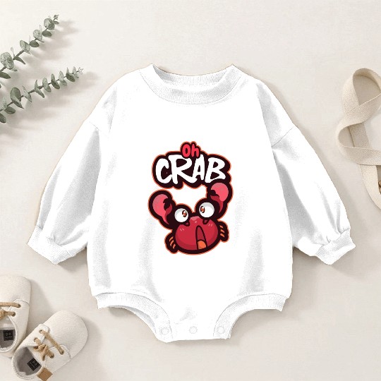 Oh Crab! Surprised Cool Crab Baby Romper Sweatshirts