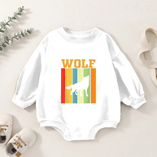 wolf Shadow silhouette in Retro Colors Baby Romper Sweatshirts
