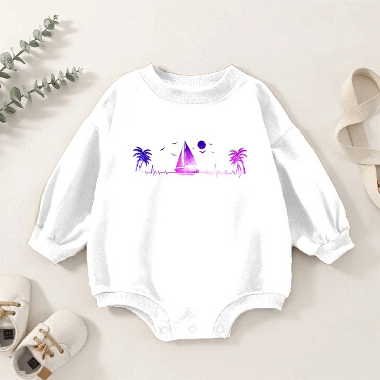 Sailboat Heartbeat Sunset Ocean Baby Romper Sweatshirts