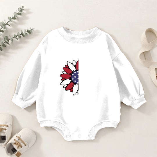 God Bless America Sunflower God Bless USA Baby Romper Sweatshirts