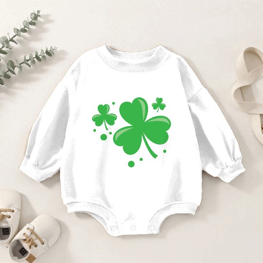 Irish Shamrock Pocket Size Clover St. Patrick's Baby Romper Sweatshirts