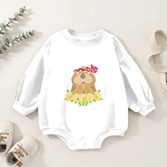 Cute Otter With Flower Sea Otter For Women Baby Romper Sweatshirts
