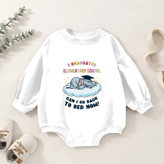 I Graduated Elementary School Elephant Graduation Baby Romper Sweatshirts