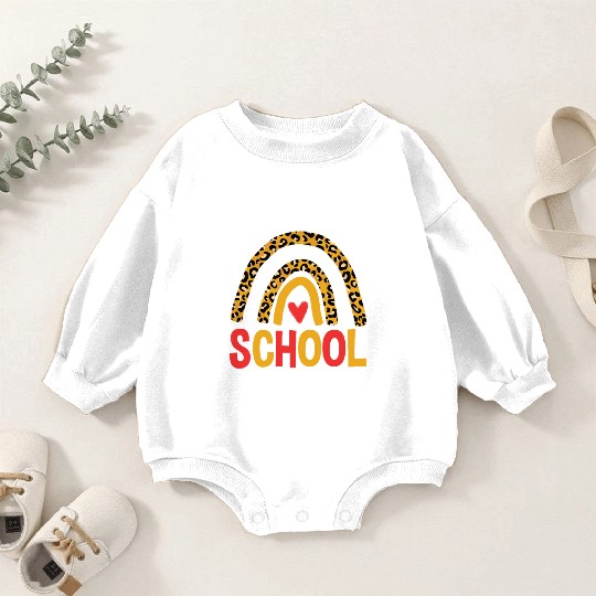 Back To School Leopard School Rainbow Baby Romper Sweatshirts