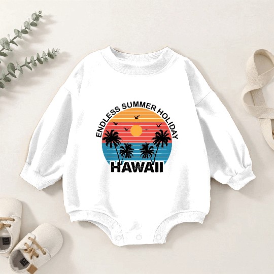 Retro Vintage Sunset Surfing Style Hawaii Baby Romper Sweatshirts
