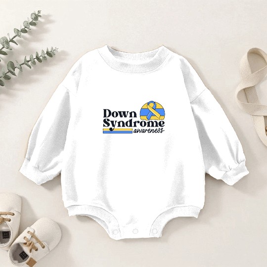 Down Syndrome Awareness Retro Sunset Yellow Blue Baby Romper Sweatshirts