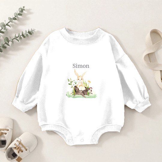 Waldtier Reh Hase Hedgehog Flowers Name Simon Baby Romper Sweatshirts
