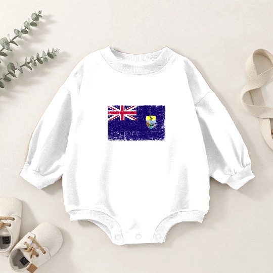Saint Helena Flag Grunge Country Flag Saint Helena Baby Romper Sweatshirts